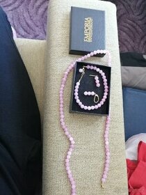 Fialové perličky, náhrdelník, náramek + náušnice