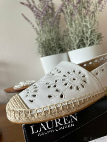 Nové bílé kožené nazouvací polobotky loafers Ralph Lauren 40 - 1