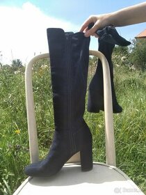 Dámské kozačky modrý semiš - vel. 40