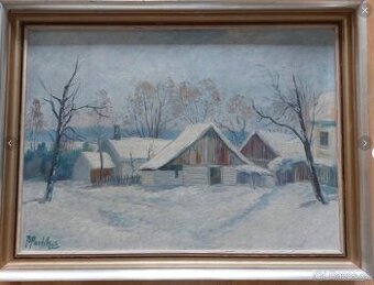 Velký obraz Zimní krajina, B. Pavlík, 1964