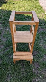 Dřevěná učící věž pro děti (masiv smrk) – polohovatelná