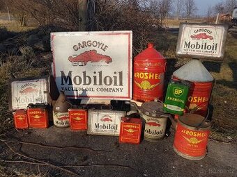kanystr plechovka Shell, Mobiloil, BP