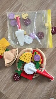 Dřevěné hračky - pizza, krájecí zelenina