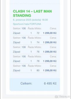 Prodám lístky na CLASH