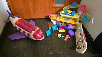 Hrací set Littlest Pet Shop letadlo a výletní loď  + figurky