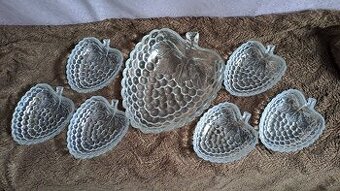 RETRO KŘIŠŤÁL SKLO MISKY JAHODA 7ks