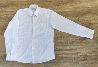 PÁNSKÁ KOŠILE BÍLÁ S MODROU MŘÍŽKOU VELIKOST L