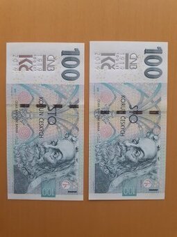 100 Kč se stříbrným přítiskem ČNB