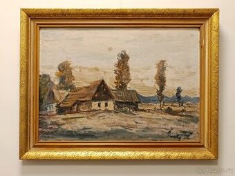 Obraz Jaroslav Štechr, Valašské chalupy, olej 57x43