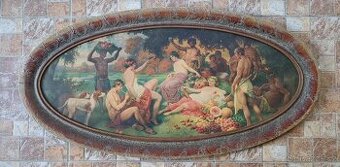 Velký kulatý obraz - BAKCHANÁLIE - litografie