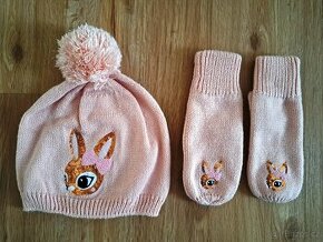 Čepice + rukavice zn. H&M, vel. 134/152-TOP STAV