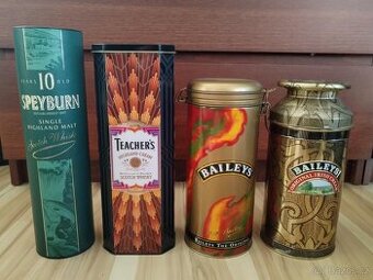 4x plechovka od alkoholu - Baileys, Teacher´s, Speyburn