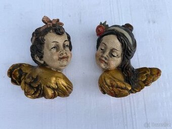 2x dřevořezba anděl socha cherubíni polychromie 3 000 Kč