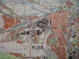 Vojenská profesionální tajná mapa Plzeň ska ČSLA