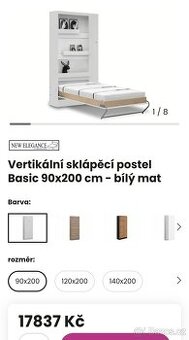 Sklápěcí postel 90x200