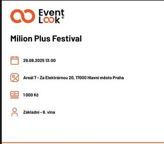 Prodám vstupenky na Milion+ festival