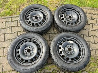 4x plechový disky 5x112 R16, zimní pneu 99%