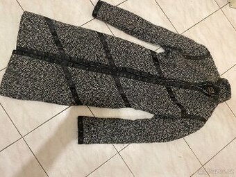 Tvidovy vlneny kabat cerny sedy damdky zimni 36