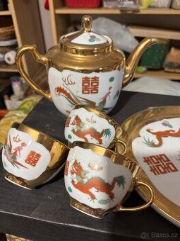 Čajový servis zlatý Čína čínský drak