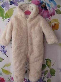 Teplá kojenecká zimní kombinéza s kapucí vel.80