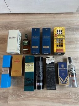 Whisky + brandy + vodka vše originální kusy