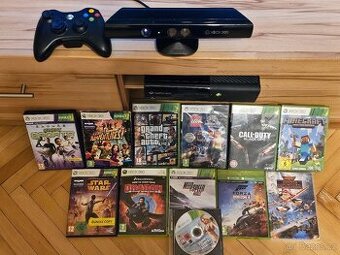 XBOX 360 KINECT, 250GB + HRY v dobrém stavu a plně funkční