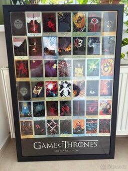 Černý dřevěný rám + plakát Hra o trůny (Game of Thrones)