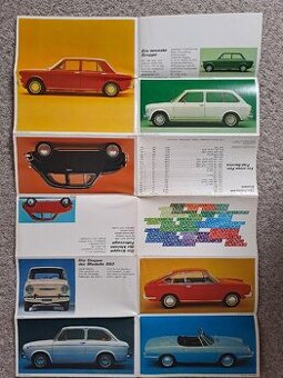 Prospekt automobilů firmy FIAT, dobový, kolem roku 1970