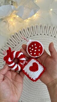 Háčkované vánoční ozdoby – sada dekorací -