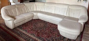 Světlá kožená sedačka do Účka, 4979 - 1