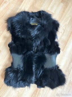 Kožená vesta s pravou kožešinou