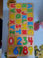 Dřevěné pexeso, puzzle, čísla a písmena
