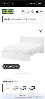 Prodám POSTEL IKEA MALM 160x200 cm + 2x rošt LÖNSET ve skvěl