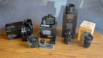 Micro 4/3 výbava, top stav, Panasonic Lumix, Olympus OM