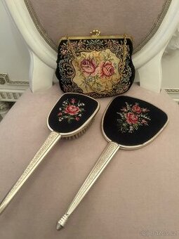 Gobelínová souprava zrcátko,kartáč a kabelka