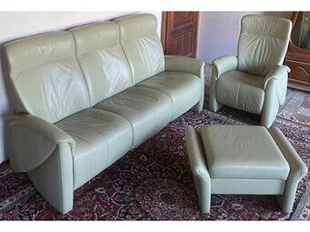 Luxusní moderní kožená sedací souprava 3+1 + taburet, 2706