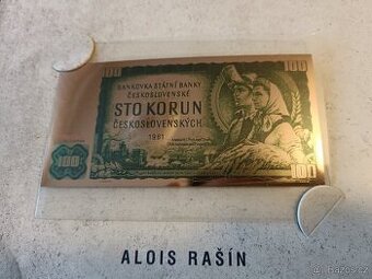 Měděná bankovka 100 Kčs - 1961
