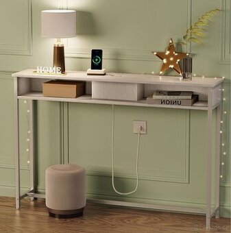 NOVÝ KONZOLOVÝ STOLEK S 2x USB A EL. ZÁSUVKAMI