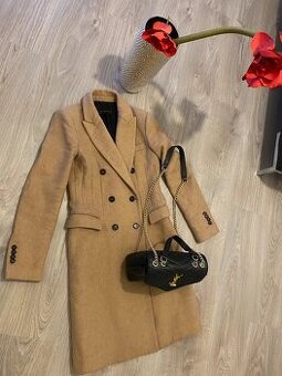Zara jarni kabat bezovy dlouhy hnedy vlna 36