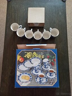 Porcelánová kávová sada - 6 ks šálků a 6 ks podšálků