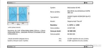 Plastová okna 1700x1400, 8 ks – NOVÁ, záruka 2 roky