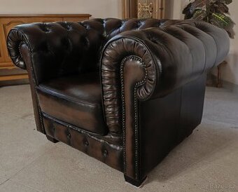 Kožené, Chesterfield křeslo. TOP
