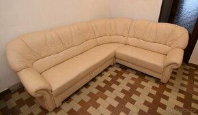 Sedací souprava rohová - rozkládací - kůže