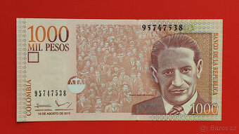 Bankovka KOLUMBIE 1000 Pesos rok 2015 stav UNC