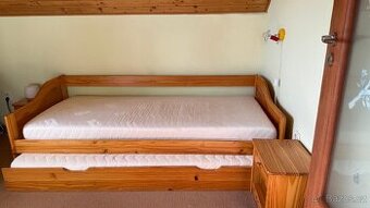 Postel rozkládací, noční stolek, PC stůl