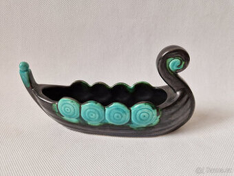 Stará keramická mísa žardiniéra vikingská loď Art Deco