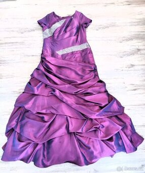 DÁMSKÉ SPOLEČENSKÉ ŠATY DLOUHÉ FIALOVÉ VELIKOST L - 1