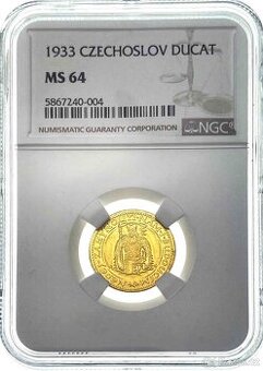Svatováclavský dukát 1933, certifikace NGC MS 64