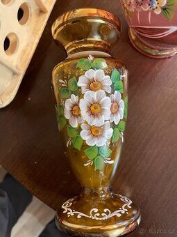 Skleněná váza ručně malovaná