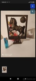 Retro mosazný kůň ozdoba na hodiny